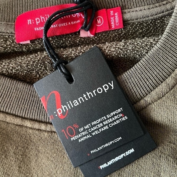 n:PHILANTHROPHY Sela French Terry Long Sleeve Sweatshirt in Olive Size Medium - Picture 5 of 7